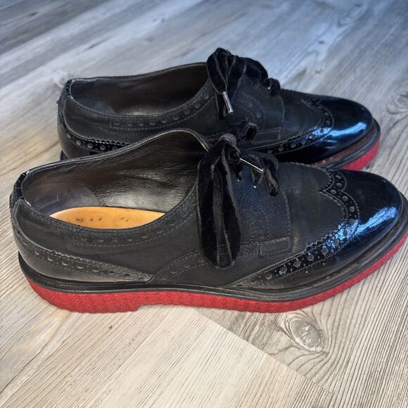 Fratelli Rossetti Women’s Black  Leather  Suede Loafer Size 38.5 (7.5) MSRP $300 - Picture 2 of 16